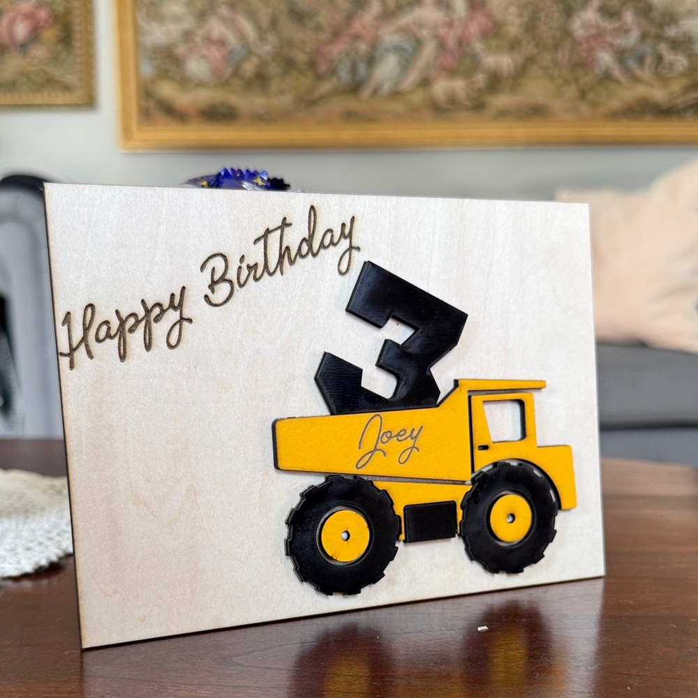 Yellow and Black Construction Birthday Card
